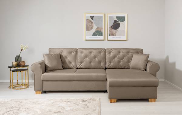 Divano letto angolare Nanre Microfibra Enza: cappuccino