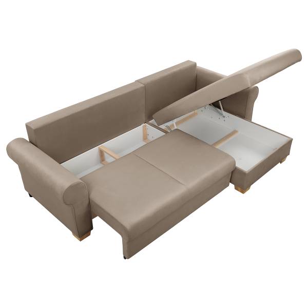 Divano letto angolare Nanre Microfibra Enza: cappuccino