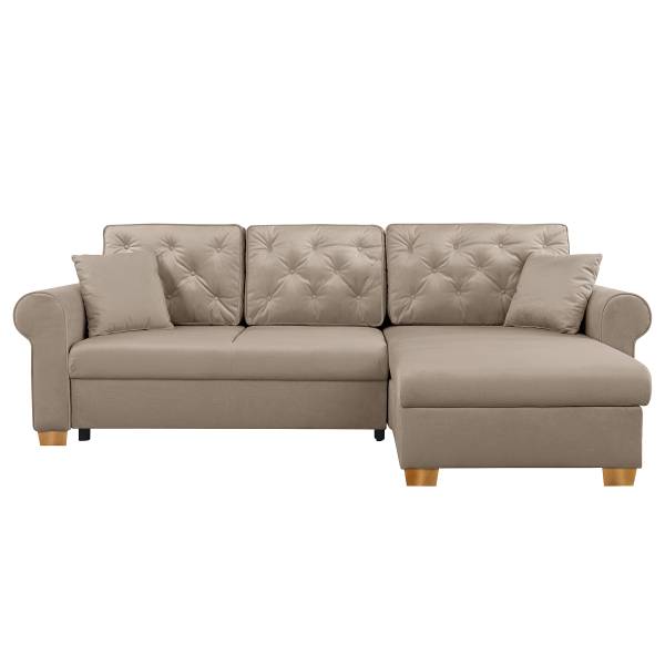 Divano letto angolare Nanre Microfibra Enza: cappuccino