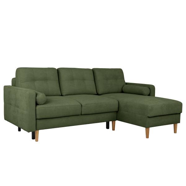 Ecksofa Vasai mit Schlaffunktion Microfaser Enza: Moosgrün