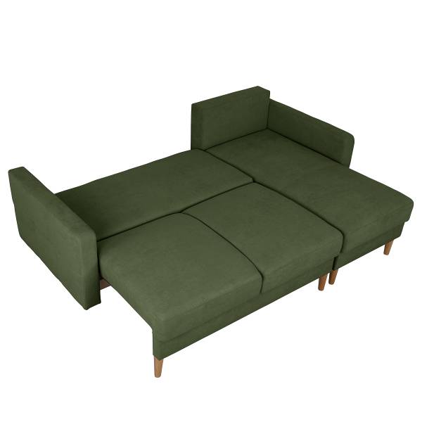 Ecksofa Vasai mit Schlaffunktion Microfaser Enza: Moosgrün
