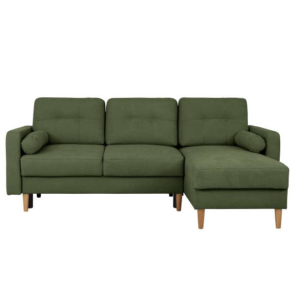 Ecksofa Vasai mit Schlaffunktion Microfaser Enza: Moosgrün