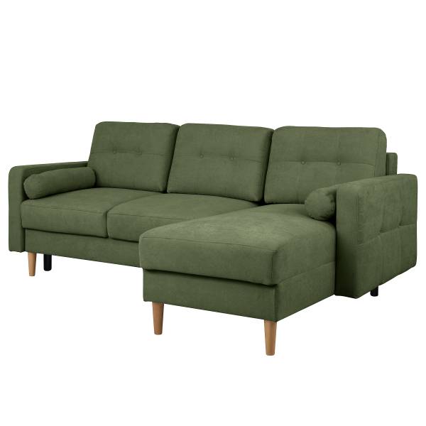 Ecksofa Vasai mit Schlaffunktion Microfaser Enza: Moosgrün