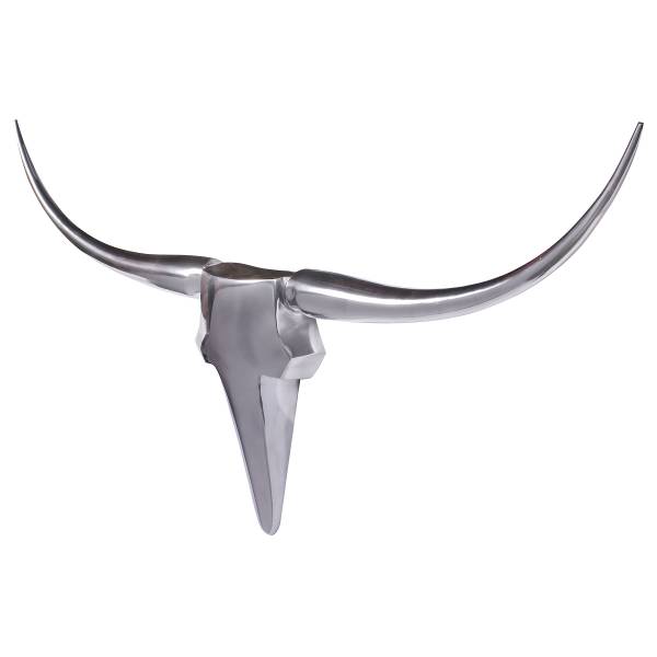 Decorazione murale Bull Argento - Alluminio fuso - 125 x 60 x 10 cm