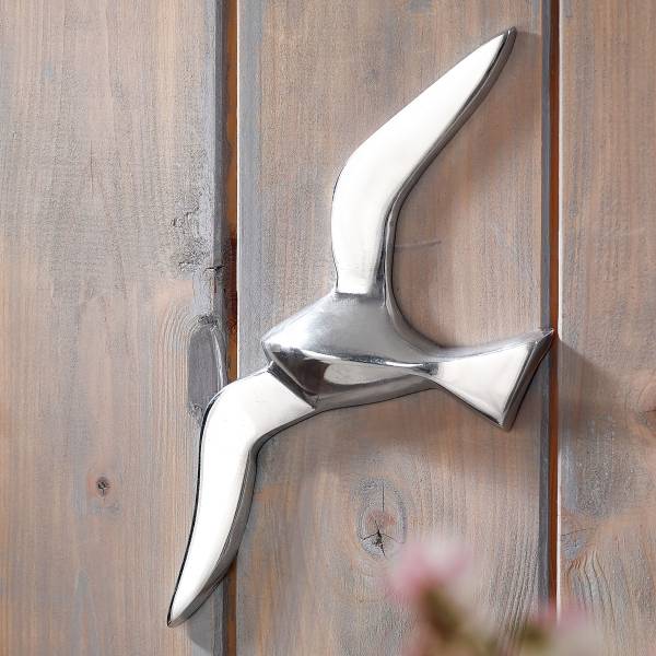 Wandekoration Möwe Aluminium - Silber