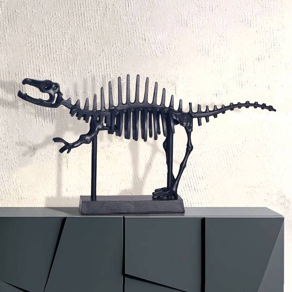 Scultura T-Rex Fossil Nero - Alluminio fuso - 62 x 33 x 12 cm