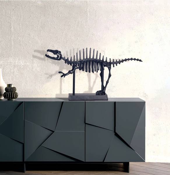Scultura T-Rex Fossil Nero - Alluminio fuso - 62 x 33 x 12 cm
