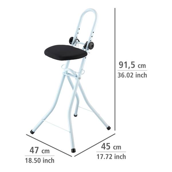 Bügelstehhilfe Rattu Stahl / Baumwollstoff - Weiß