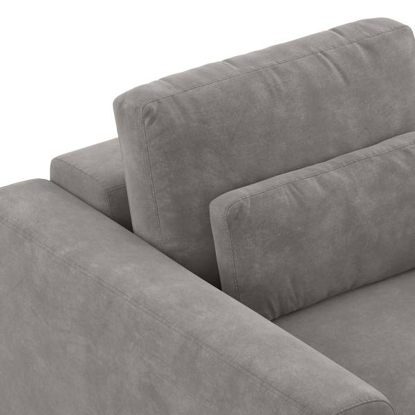 Ecksofa WILLOWS 2-Sitzer mit Longchair Samt Vina: Grau - Longchair davorstehend rechts