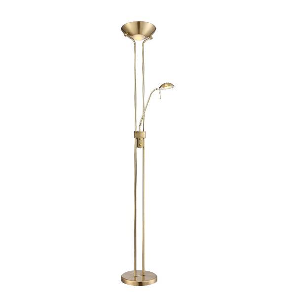 Lampada da terra LED Leonas Vetro satinato / Ferro - 2 punto luce - Ottone