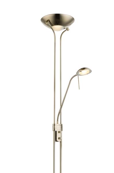 Lampada da terra LED Leonas Vetro satinato / Ferro - 2 punto luce - Ottone