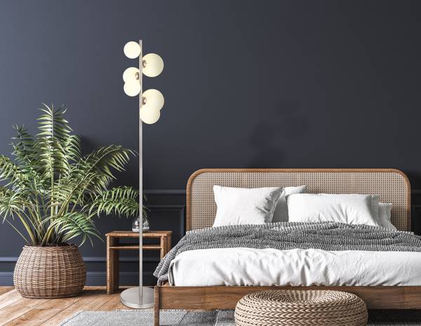 Lampadaire LED Riha - Type B Verre opalin / Fer - 6 ampoules