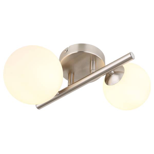 LED-Wandleuchte Riha Opalglas / Eisen - 2-flammig