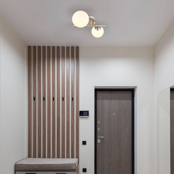 LED-Wandleuchte Riha Opalglas / Eisen - 2-flammig