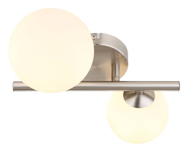 LED-Wandleuchte Riha Opalglas / Eisen - 2-flammig