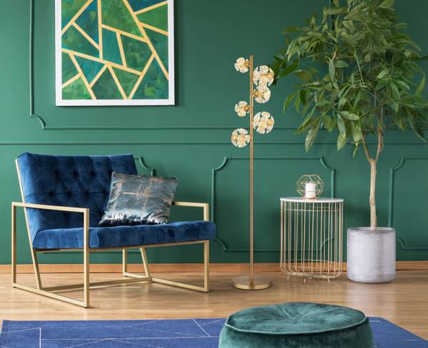 Lampada da terra LED Virina Cristallo / Ferro - 1 punto luce - Dorato