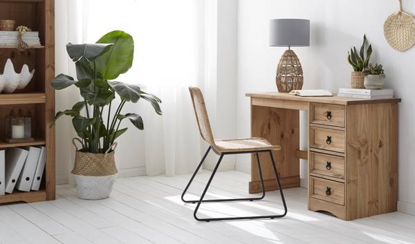 Schreibtisch FINCA RUSTICA 104 cm Kiefer massiv - Kiefer Natur