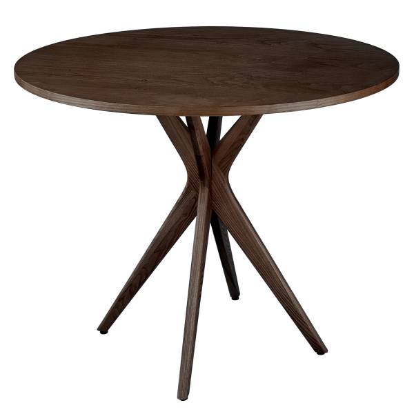 Table ronde plaquée Lynda Placage noyer véritable - Diamètre : 80 cm