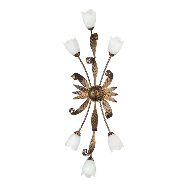 Plafondlamp Sonia type B gesatineerd glas/ijzer - 6-lichts