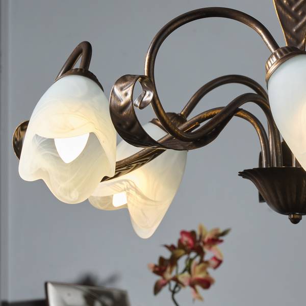 Kroonluchter Sonia gesatineerd glas/ijzer - Aantal lichtbronnen: 5