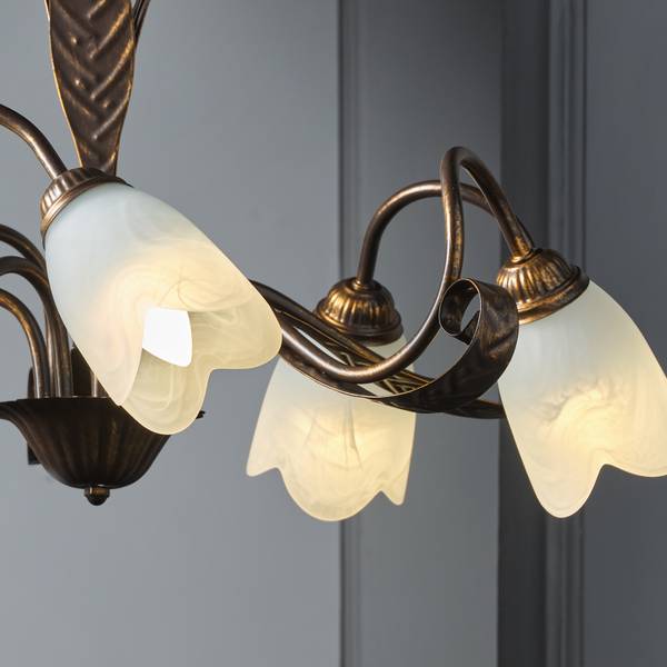 Kroonluchter Sonia gesatineerd glas/ijzer - Aantal lichtbronnen: 5