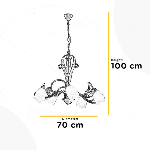 Kroonluchter Sonia gesatineerd glas/ijzer - Aantal lichtbronnen: 5