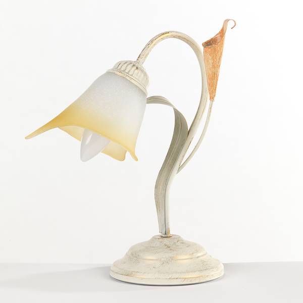 Lampe de table Lucrezia Verre satiné / Fer - 1 ampoule - Blanc