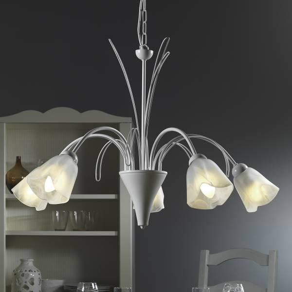 Kroonluchter Antea transparant glas/ijzer - 5-lichts