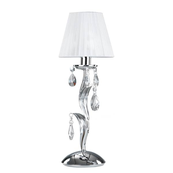 Tischleuchte Jacqueline Typ A Baumwollstoff / Eisen - 1-flammig - Weiß