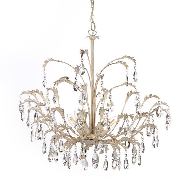 Kronleuchter Cesta Bianco - Ferro - Vetro trasparente - 55 x 85 x 55 cm