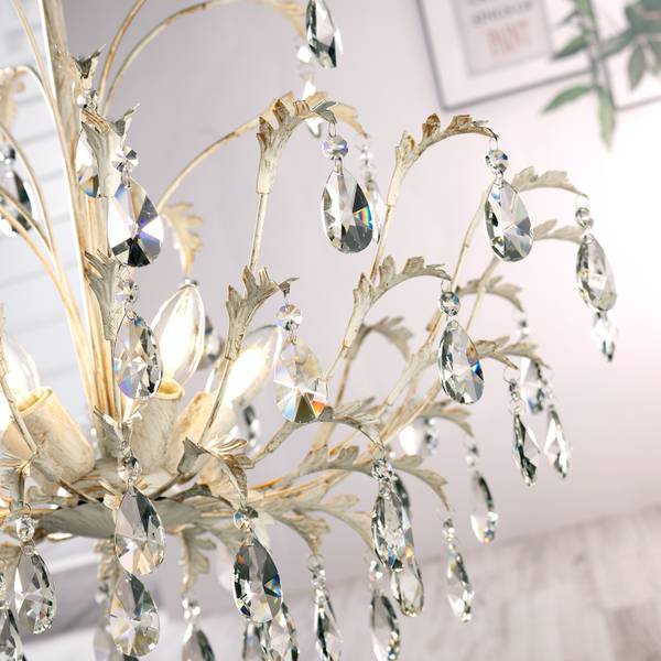 Kronleuchter Cesta Bianco - Ferro - Vetro trasparente - 55 x 85 x 55 cm