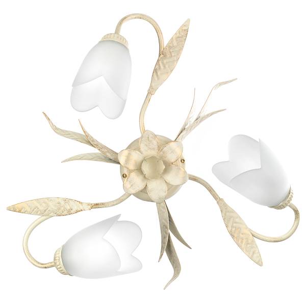 Deckenleuchte Doppio Giro Dorato - Bianco - Ferro - Vetro satinato - 50 x 18 x 50 cm