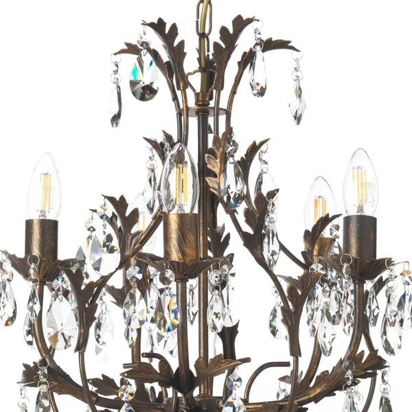 Lustre Botte Fer / Verre cristallin - Nb d'ampoules : 5