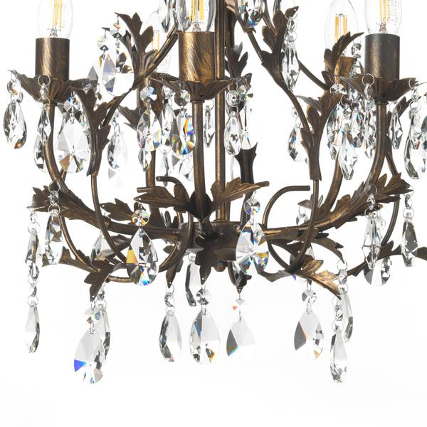 Lustre Botte Fer / Verre cristallin - Nb d'ampoules : 5