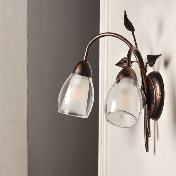 Wandleuchte Liliana Rame - Ferro - Vetro trasparente - 37 x 33 x 20 cm