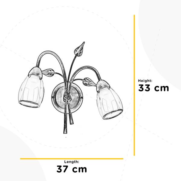 Wandleuchte Liliana Rame - Ferro - Vetro trasparente - 37 x 33 x 20 cm