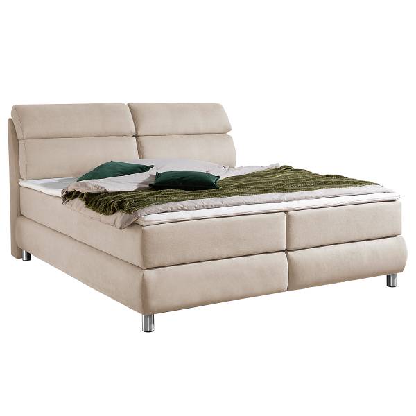 Boxspring Santotís microvezel Enza: crèmekleurig - 200 x 200 cm - bonell-binnenveringsmatras - H2