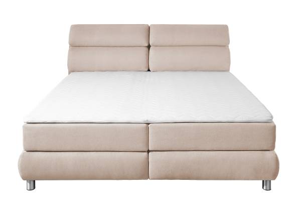 Boxspring Santotís microvezel Enza: crèmekleurig - 200 x 200 cm - bonell-binnenveringsmatras - H2
