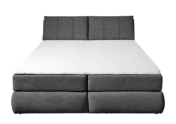 Letto boxspring Barrietas Tessuto strutturato Cosma: nero - 200 x 200cm - Materasso a molle Bonnell - H2