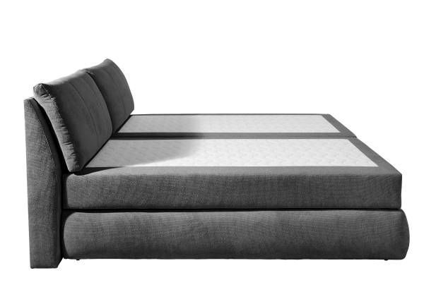 Letto boxspring Barrietas Tessuto strutturato Cosma: nero - 200 x 200cm - Materasso a molle Bonnell - H2