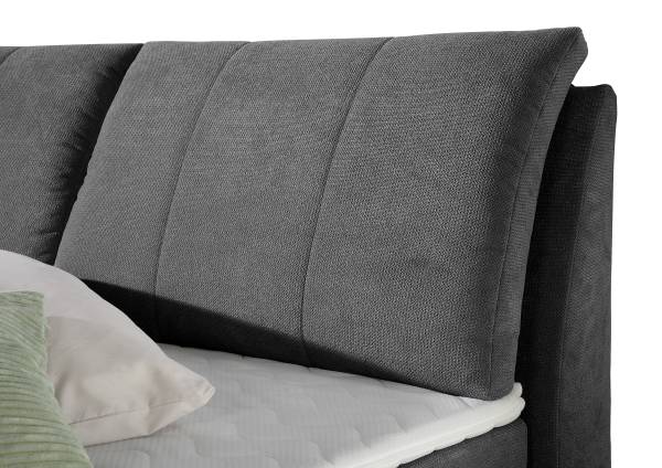 Letto boxspring Barrietas Tessuto strutturato Cosma: nero - 200 x 200cm - Materasso a molle Bonnell - H2