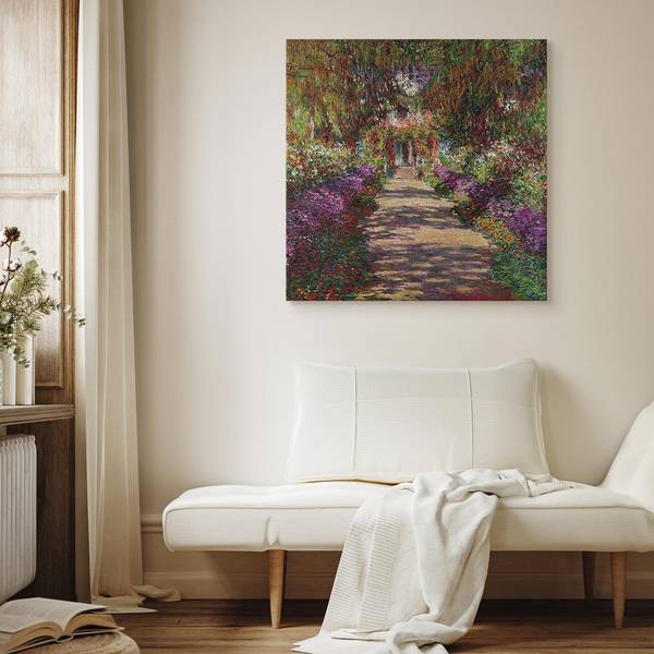 Canvas afbeelding Garden Path in Giverny 80 x 80 cm