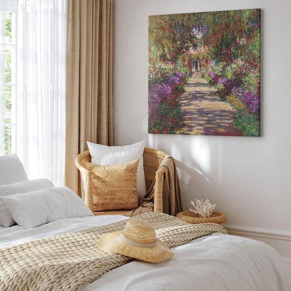 Canvas afbeelding Garden Path in Giverny 80 x 80 cm