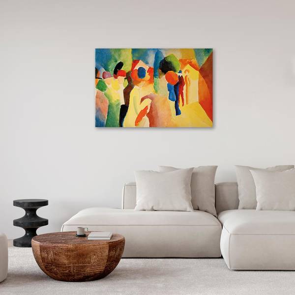 Leinwandbild With a Yellow Jacket August Macke - 90 x 60 cm