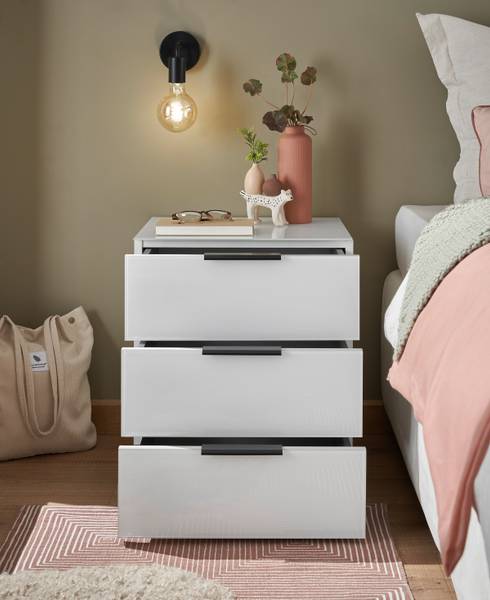 Comodino Mecinilla vetro - Bianco