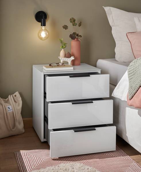 Comodino Mecinilla vetro - Bianco