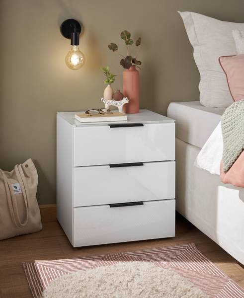 Comodino Mecinilla vetro - Bianco