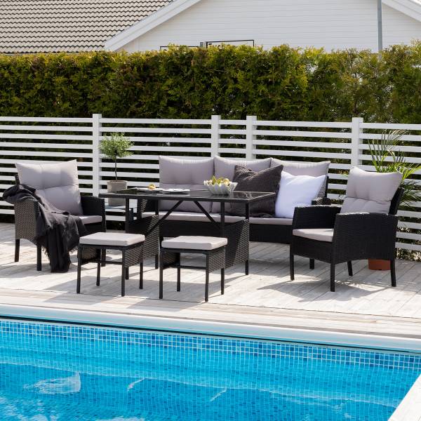 Loungeset Knock Typ A Schwarz - Polyethylen - 158 x 75 x 69 cm
