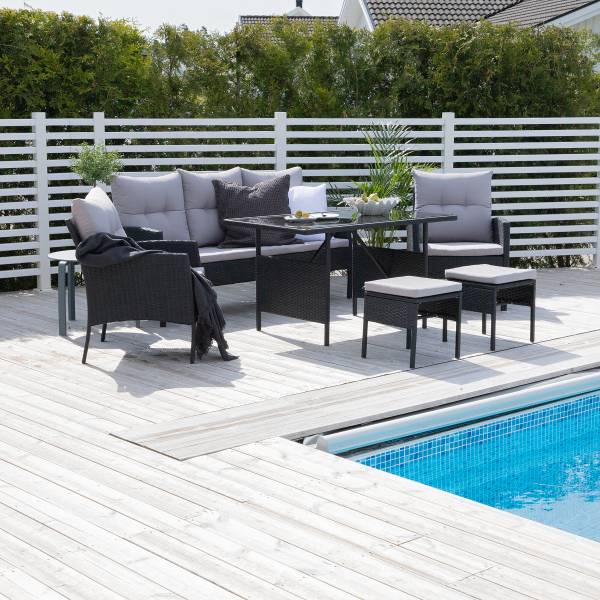 Loungeset Knock Typ A Schwarz - Polyethylen - 158 x 75 x 69 cm
