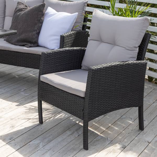 Loungeset Knock Typ A Schwarz - Polyethylen - 158 x 75 x 69 cm